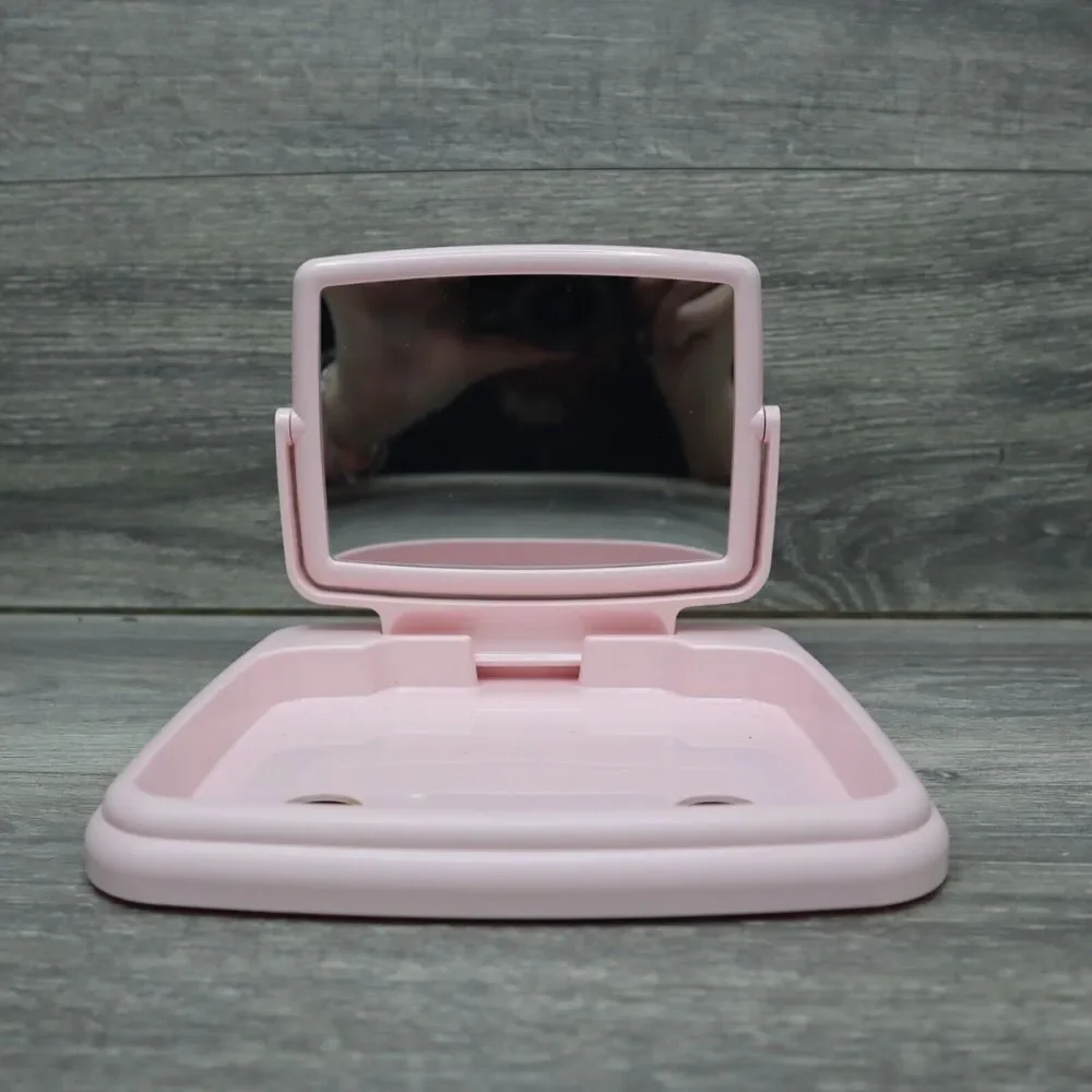 Showcase Mirror Tray Pink Tabletop Vanity Makeup Travel Folding Health Beauty